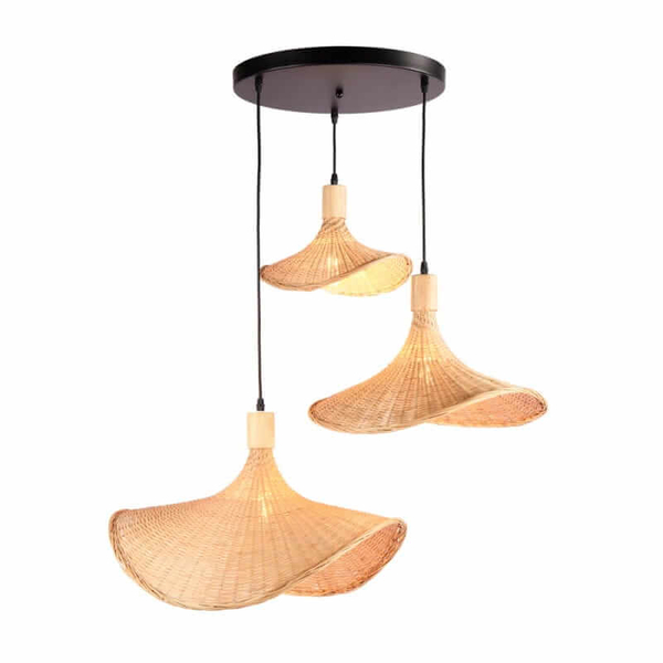 Wisząca lampa Boho ABR-LWS-BH40-3XE27 Abruzzo kapelusze japandi beżowa