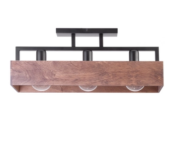 Sufitowa lampa Dakota drewniana belka rustykalna do pokoju czarna