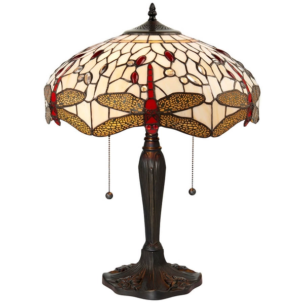 Stołowa lampka z włącznikiem Dragonfly 64085 witrażowa tiffany kolorowa