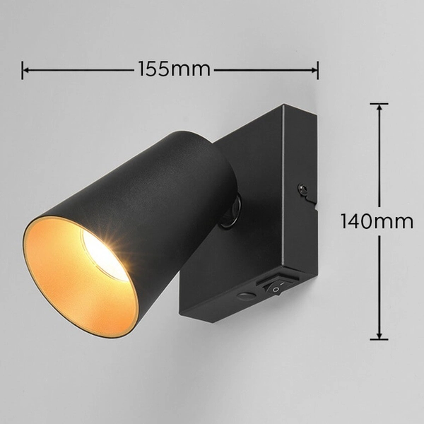 Kinkiet ścienny Sharp 817170132 Trio tuba regulowana z włącznikiem czarna