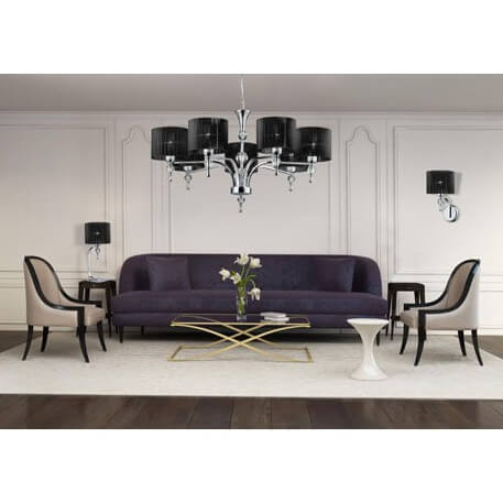 Klasyczna lampa wisząca Impress nad stół czarna chrom