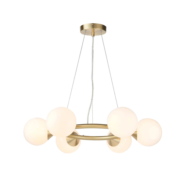 Kulista lampa wisząca do salonu L&-1106390 mosiądz biały