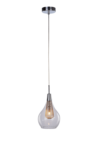 Loftowa lampa wisząca Elektra szklana łezka zwis chrom