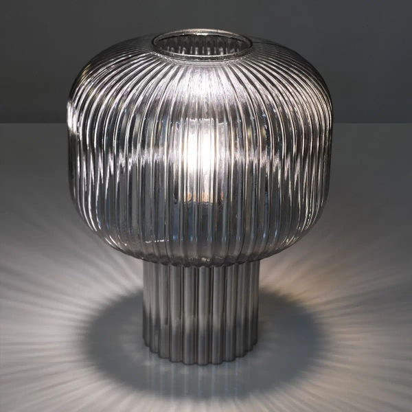 Nocna lampa grzyb Demarius DEM4210 szklana przydymiona czarna