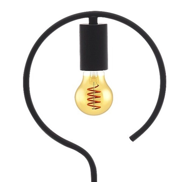 Sypialniana lampa nocna Rufin 3220 metalowy pręt czarny drewno industrial