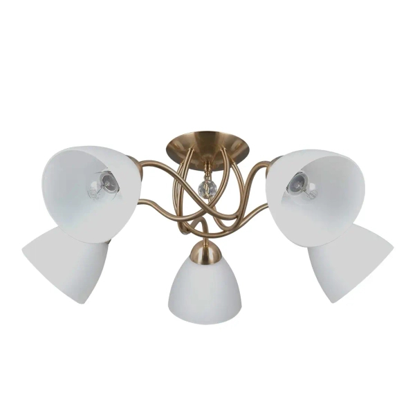 Klasyczna sufitowa lampa Lugano PND-5643-5-HBR do jadalni biała chrom