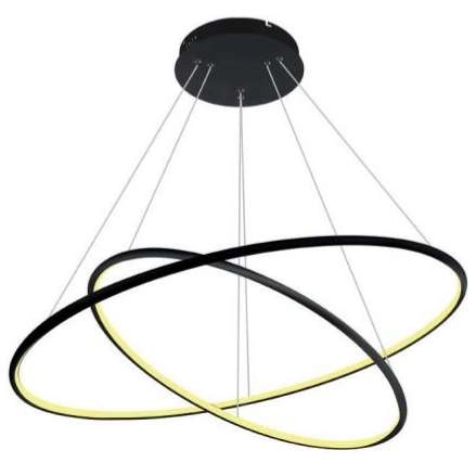 LAMPA wisząca SLIM/000010/3000/B MDECO okrągła OPRAWA metalowy ZWIS LED 53W 3000K pierścienie czarne
