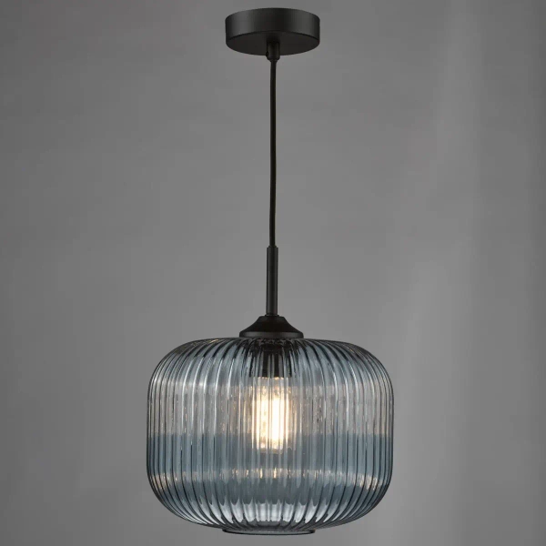 Szklana wisząca lampa Demarius DEM0123 do przedpokoju niebieska czarna