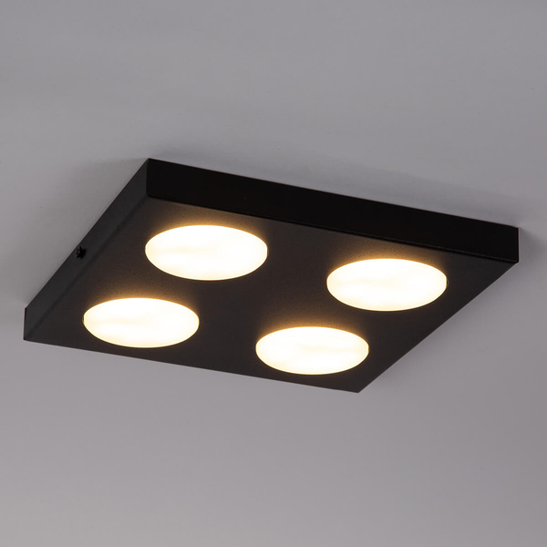 Kwadratowa lampa nasufitowa Hero 40994 do przedpokoju czarna