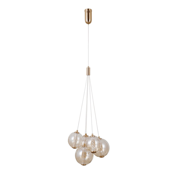 Zawieszana lampa Butero PND-34359-5-HBR-AMB LED 20W 3000K bursztynowy złota