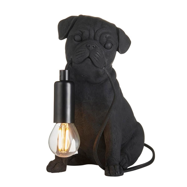 Stołowa lampka z żywicy Pug Puppy 107325 mops pies czarny