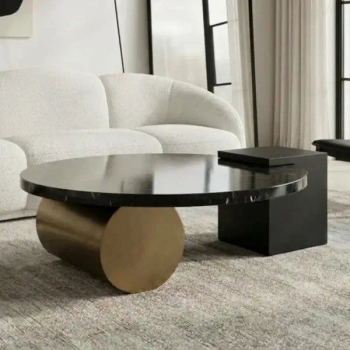 Marmurowy stolik DANTE MM001501100375 czarny złoty do salonu 110cm