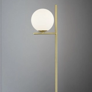 Modernistyczna LAMPA podłogowa NYXIS DL108402000 Trio metalowa OPRAWA stojąca szklana kula mosiądz biała