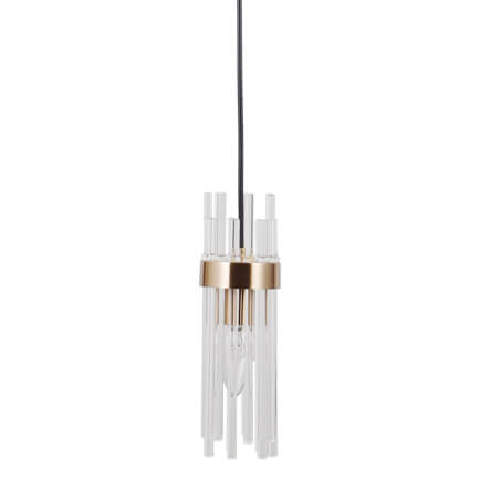 Szklana lampa wisząca tuba Taraso PND-40760-1-HBR złoty przezroczysty OUTLET