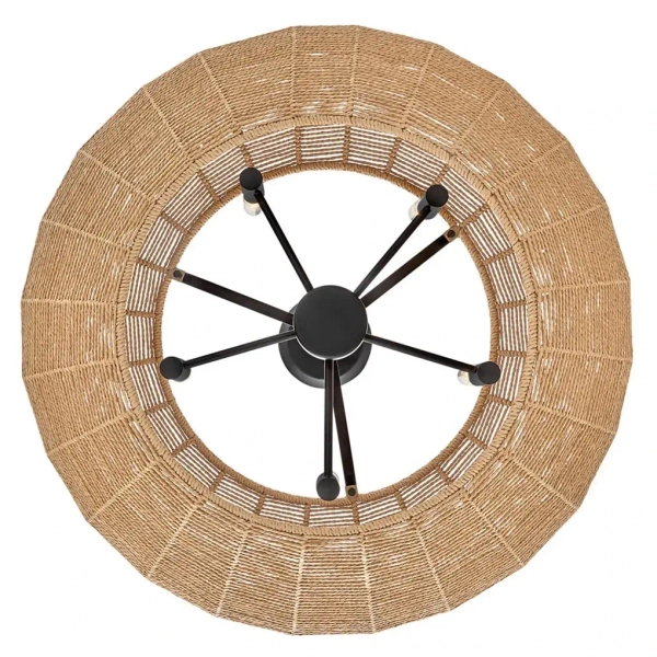 Naturalny żyrandol do salonu Luca QN-LUCA-5P-M-BK-CAM sznur brązowy