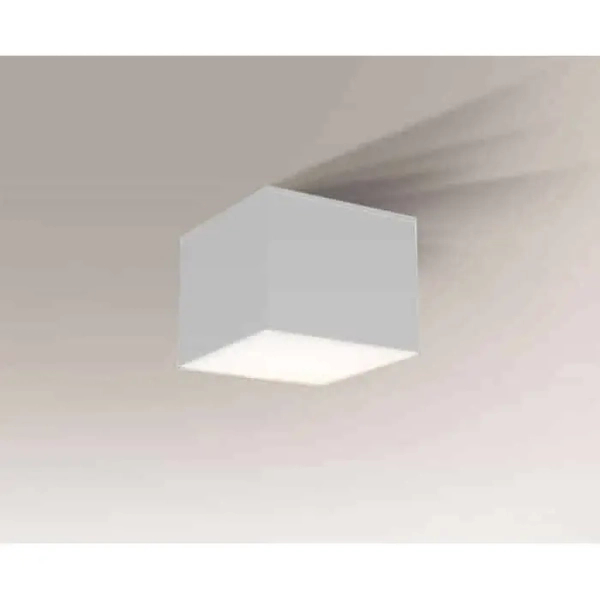 Kwadratowa lampa sufitowa SUWA 7721 kostka metalowa IP44 biała