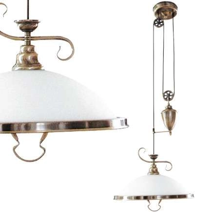 Antyczna LAMPA wisząca ELISETT 2756 Rabalux metalowa OPRAWA dekoracyjny ZWIS z przeciwwagą brąz biały