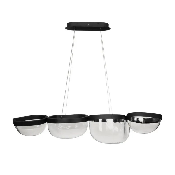 Wisząca lampa czarna szklana TUNTE do jadalni LED 43W 3500K ściemnialna nad stół LE46205