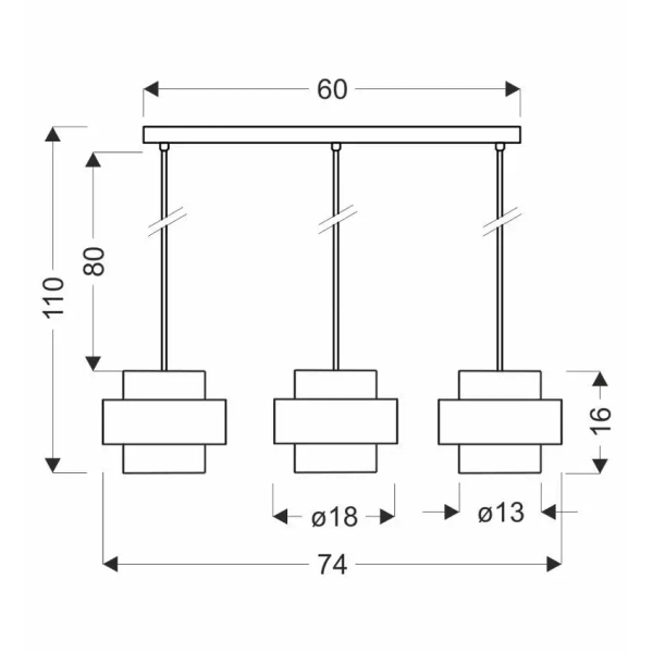 Potrójna wisząca lampa nad stół Spiega 33-32027 klosz mosiądz czarny