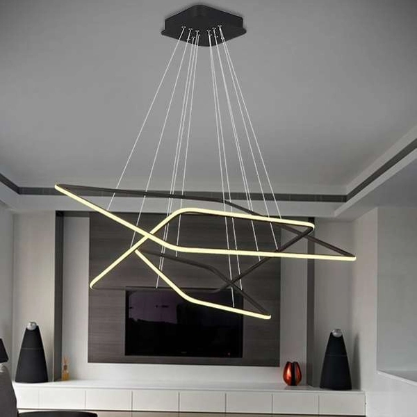 LAMPA wisząca MDECO SLIM/000016/4000/W metalowa OPRAWA kwadratowe ramki LED 116W 4000K zwis biały