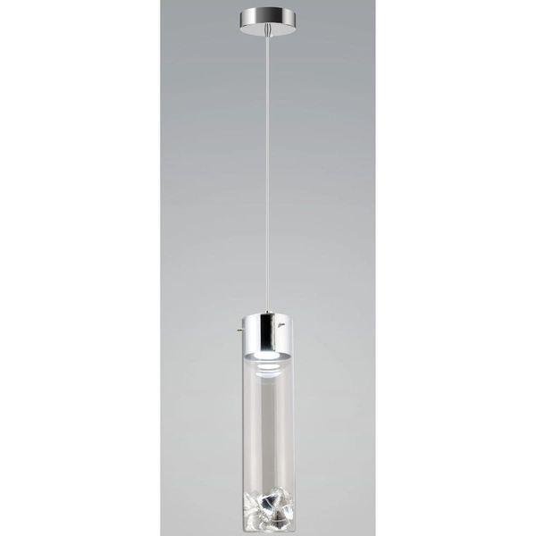 Dekoracyjna lampa wisząca TYTANIA SOL-0102 szklana tuba chrom przezroczysty