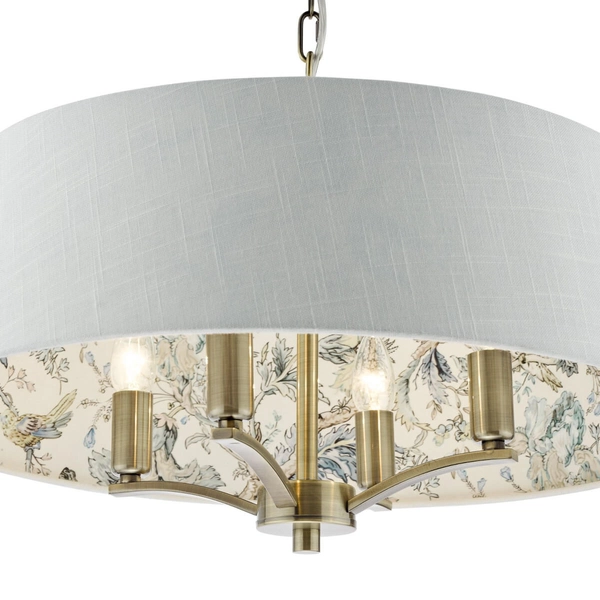 Zwisająca lampa Delft DEL0415-EH Dar Lighting materiałowa biały mosiądz