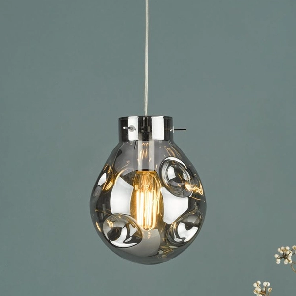 Designerski zwis Quinn QUI0110 Dar Lighting kula szkło dymione chrom