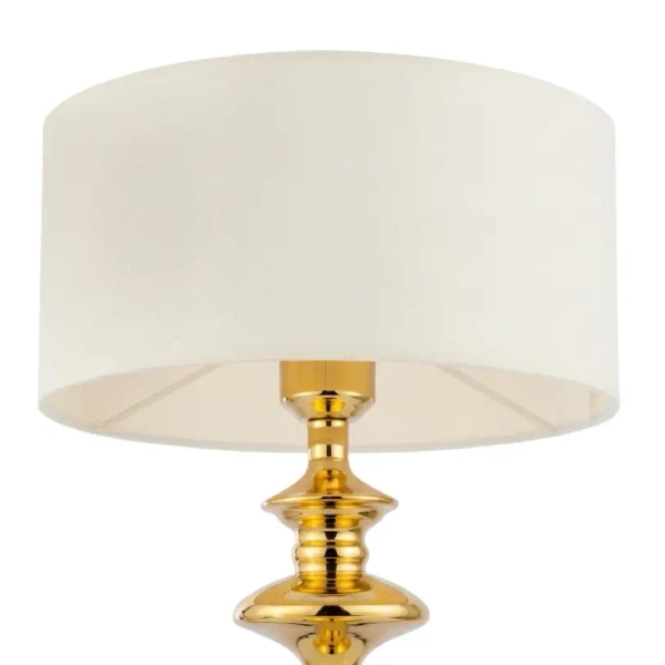 Stołowa lampka z abażurem ABU DHABI złoty błyszczący 1xE27 nocna tkaninowa T01804AU-WH