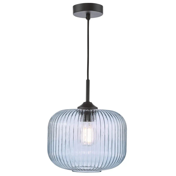 Szklana wisząca lampa Demarius DEM0123 do przedpokoju niebieska czarna