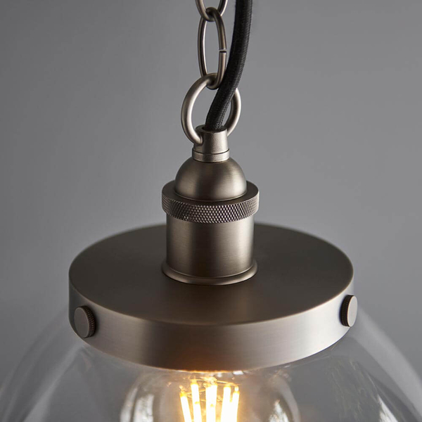 Szklana lampa wisząca Hansen Grand 106896 na łańcuchu srebrna przezroczysta