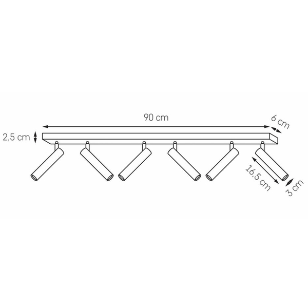 Lampa sufitowa z regulacją Roll 50924602 Kaspa LED 25,2W 3000K tuby czarne