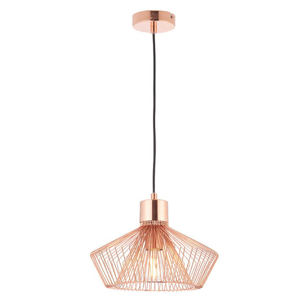 Druciana wisząca lampa Kimberley 72813 do salonu miedziana