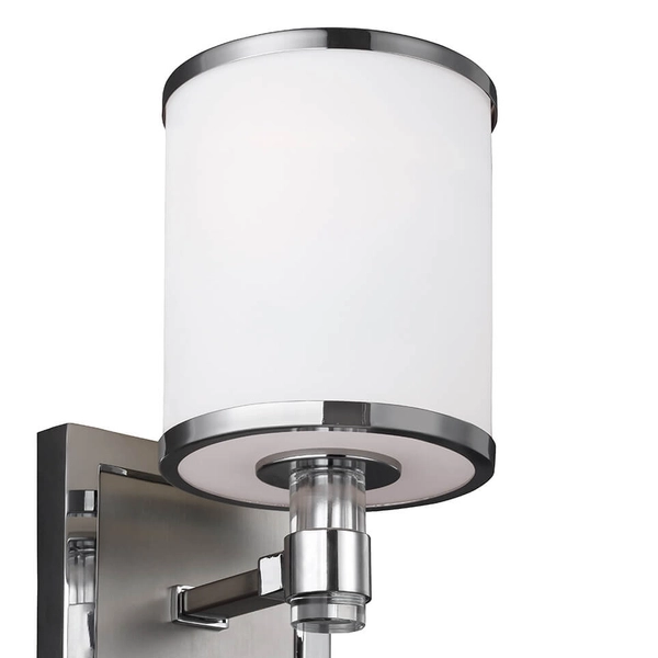 Szklana lampa ścienna FE-PROSPECT-PARK1 do holu nikiel chrom