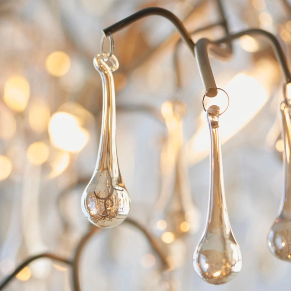 Wiszący żyrandol krople L&-1104242 glamour złoty przezroczysty