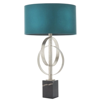 Lampa na stół marmur L&-195225 Light& z abażurem morskim srebrna