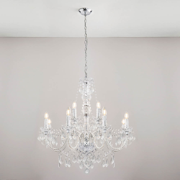 Pałacowy żyrandol glamour Clarence 308-8-4CL chrom przezroczysty