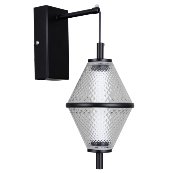 Kinkiet szklany Fuente WL-34395-1-BK LED 5W 3000K czarny przezroczysty