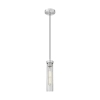 Podłużna lampa wisząca QUINCY nikiel satynowy szklany metalowy E27 do jadalni P01828NS