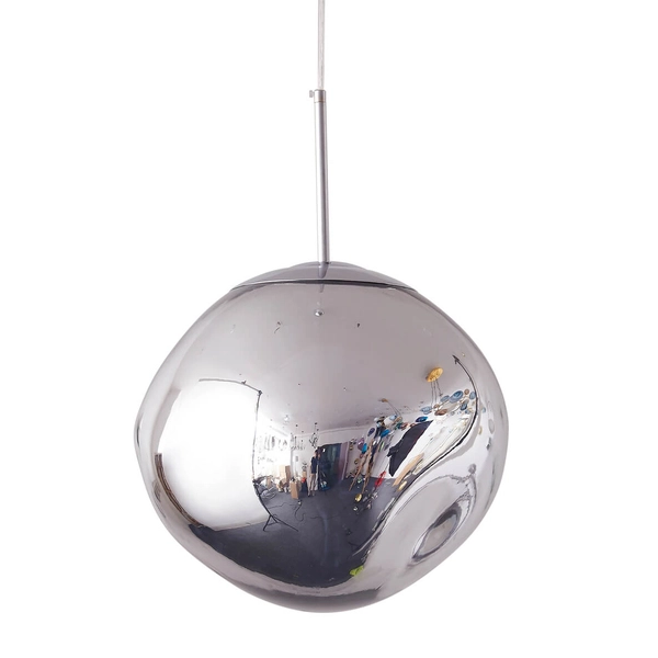 Połyskująca lampa wisząca GLAM MP-1239-380 chrome bańka ognista srebrna