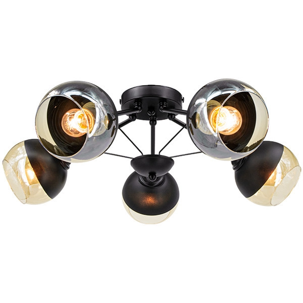 Modernistyczna LAMPA sufitowa 1018/5 BL Elem loftowa OPRAWA szklane kule czarne