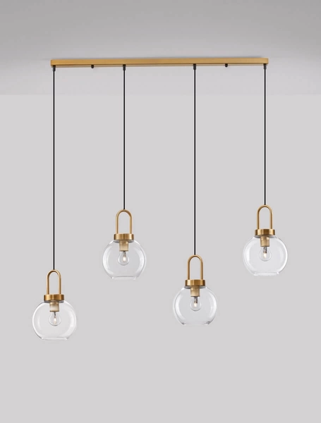 Szklany żyrandol salonowy Banes nad stół złoty przezroczysty