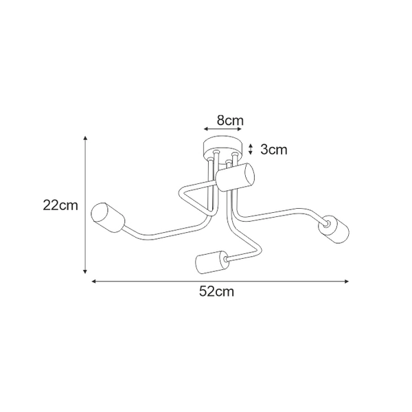 Sufitowa lampa retro KUGA K-4942 plafon do sypialni czarny złoty