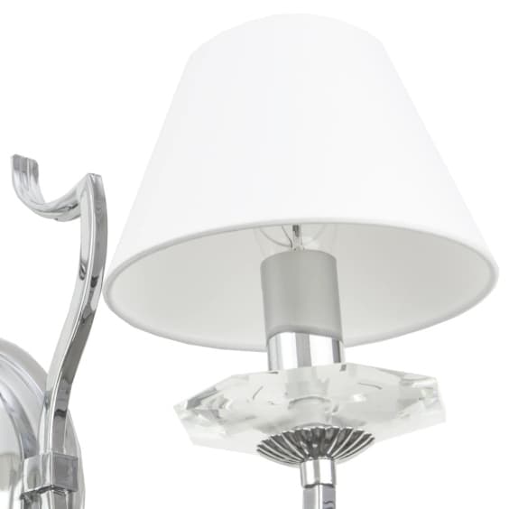 Klasyczny kinkiet Riga W02779CH-WH Cosmolight metal tkanina srebrny biały