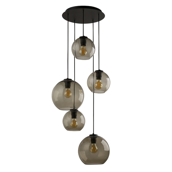 Przydymiona lampa wisząca Vetro 7642 szklane kule do sypialni