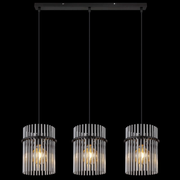 Szklana lampa wisząca GORLEY 15698-3H potrójna do jadalni czarna