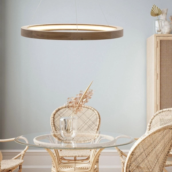 Ekologiczna lampa wisząca Oak drewniany ring nad stół