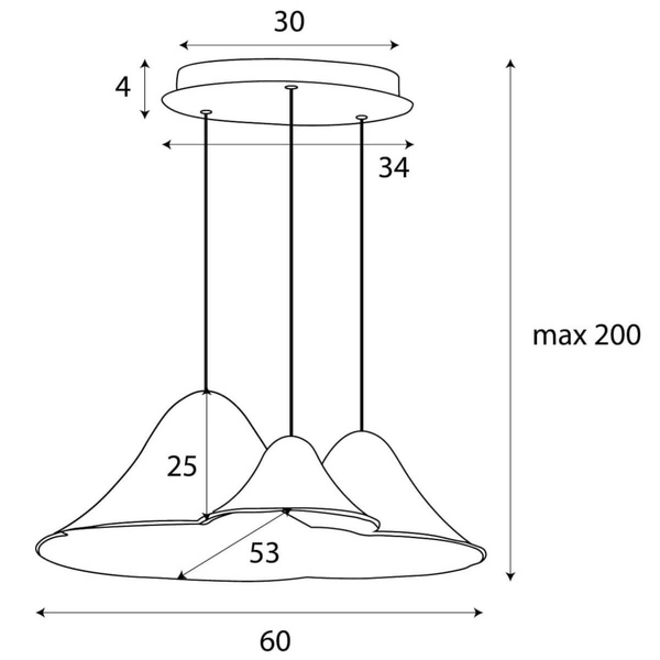 Wisząca lampa Bellmond P0565 Maxlight LED 21W 3000K potrójna czarna