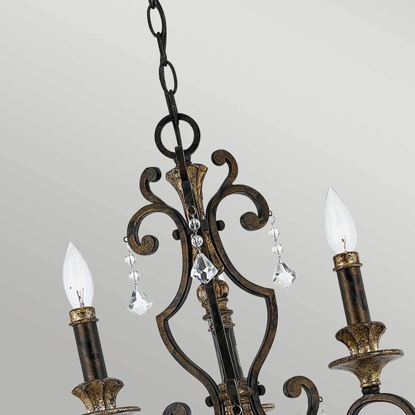 Żyrandol z kryształami Marquette QZ-MARQUETTE3 Quoizel metal brązowy złoty
