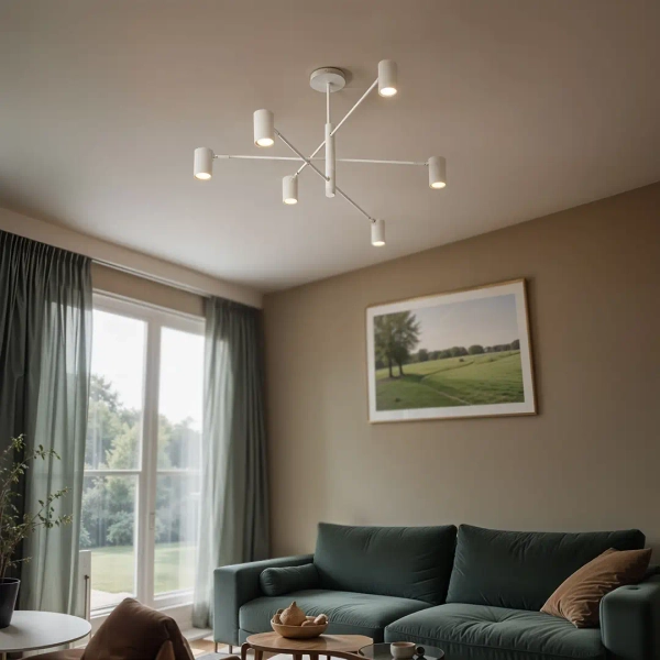 Minimalistyczna lampa sufitowa Siena 1225 regulowany metalowy biały