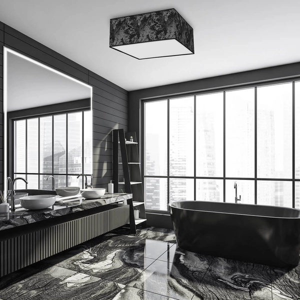 Pokojowa lampa sufitowa Satino natynkowa czarna srebrna